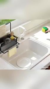 SXH Multifunctional sponge rack for kitchen countertops draining rack kitchen storage rack for sink cloth dishwashing liquid and dishcloth organizer
