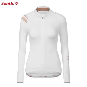 Santic ผู้หญิงเสื้อเจอร์ซีย์นักปั่นฤดูใบไม้ผลิฤดูใบไม้ร่วงระบายอากาศได้กันลมแขนยาวเสื้อแจ็คเก็ตจักรยานจักรยาน
