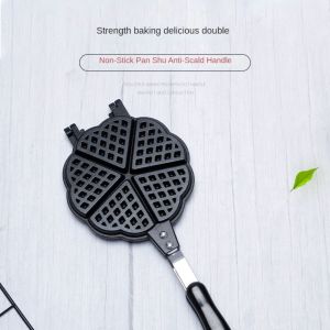 ACE CAMPER Non-Stick Pan Heart Shape Waffle Maker Household Kitchen Gas Non Stick Iron Mold Press Flower