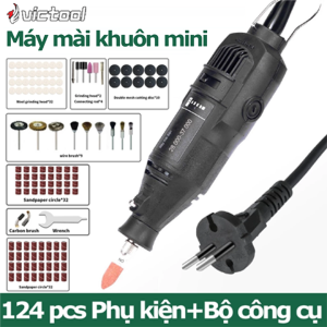 Victool Bộ 124 chi tiết Máy mài khuôn máy khoan điện mini 220V mài đánh bóng mini - 5 chế độ Cắt khắc phay mài vẽ cắt tỉa đánh bóng