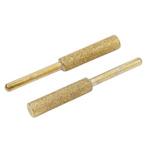 2-Piece Set Chainsaw Chain File Grinder Diamond Grinding Head Titanium-Coated Emery Type Power Tool 4.0mm 4.8mm 5.5mm