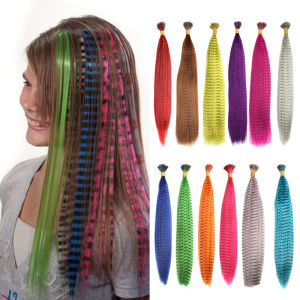Synthetic False Feathers for Hair Extension Rainbow Coloring Hairpece Party Accessories for Women or Girls