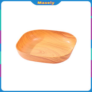 Masely 4pcs Plate Set Kitchenware Plastic Wooden Design Square Snack Tableware Kitchen Supplies
