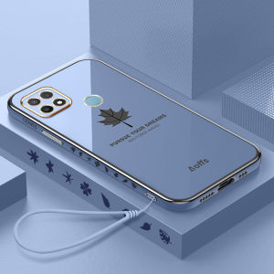 For Realme C11 2021 C12 C15 C20 C20A C21 C21Y C25 C35 C25S C25Y C2 Realme 5 5i 5S 6i 7i 8 8i 9 9i Pro Realme XT X7 V5 V11 V13 V15 GT Q3 Neo2 Q3s Pro Fashion Maple Leaf Electroplate Rubiks Cube Phone Case with Lanyard Soft Shockproof Protection Back Cover