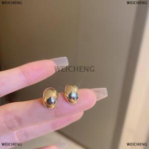 [COD] WEICHENG Simple Pea Shaped Copper Alloy Drop Earrings For Woman Korean Stud Earrings Fashion Jewelry Goth Party Girls Accessories