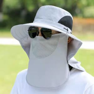 Detachable Summer Sun Hats UV Protection Outdoor Fishing Cap for Men Women Hiking Camping Visor Bucket Hat Neck Flap Fisherman Hat