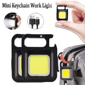 【Germany Material】Multifunctional USB Rechargeable COB Work Lamp Mini Keychain LED Light for Outdoor Camping Fishing Night Security Flashlight