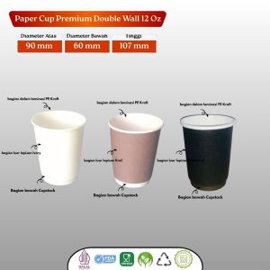 Paper Hot Cup Wall 12 oz  SPE / Gelas Kertas Kraft Polos - isi 25 pcs