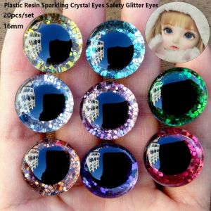 FLYING 20pcs/set Plastic Resin Sparkling Crystal Eyes with Golden Onion Gasket 16mm Safety Glitter Eyes Crafts  8 Colors Bear Animal DIY Plush Dolls Eyes