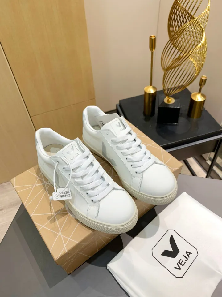 Original Veja Esplar Leather Men and Women Skateboarding White