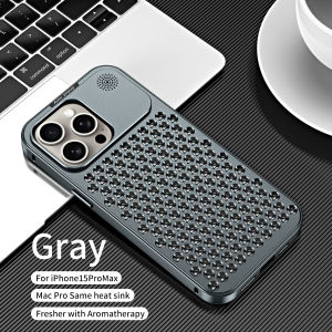 R-just Aluminum alloy phone case For iPhone 16 15 14 13 12 Pro Max Plus Aromatherapy tablets Casing