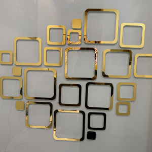 Acrylic Square Rings Mirror Wall Sticker modern and stylish wall decor perfect for the living room