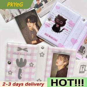 PkYeG 3 Inch Photo Album 32 Pockets Fork Black Cat Style ID Card Kpop Idol Photo Card Holder Storage Collect Book