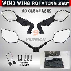 【24H Ship】Alloy Wind Wing Rotating Side Mirror V5 Stem Universal 14*8Cm Wide View Stealth Mirror