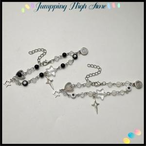 【Jumpping】 New Trendy Y2K Couple Bracelets For Women Girl Hollow Pentagram Guitar Pendant Beaded Bracelet Friends Jewelry Gift