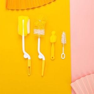 Bộ cọ rửa bình sữa Cọ bình sữa 5 chi tiết xoay 360 độ siêu tiện lợi BBShine – SS023