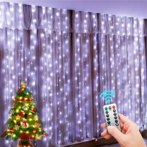 Lampu Hias LED Kawat Model Tirai 300 LED 3 x 3 Meter Remote Control