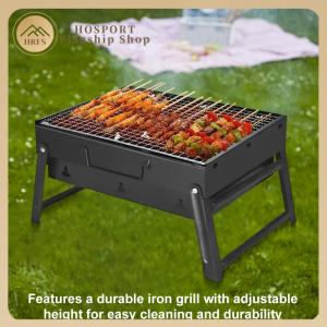 【HRFS】 Compact Stainless Steel BBQ Grill with Foldable Legs for Camping Picnics and Outdoor Gatherings