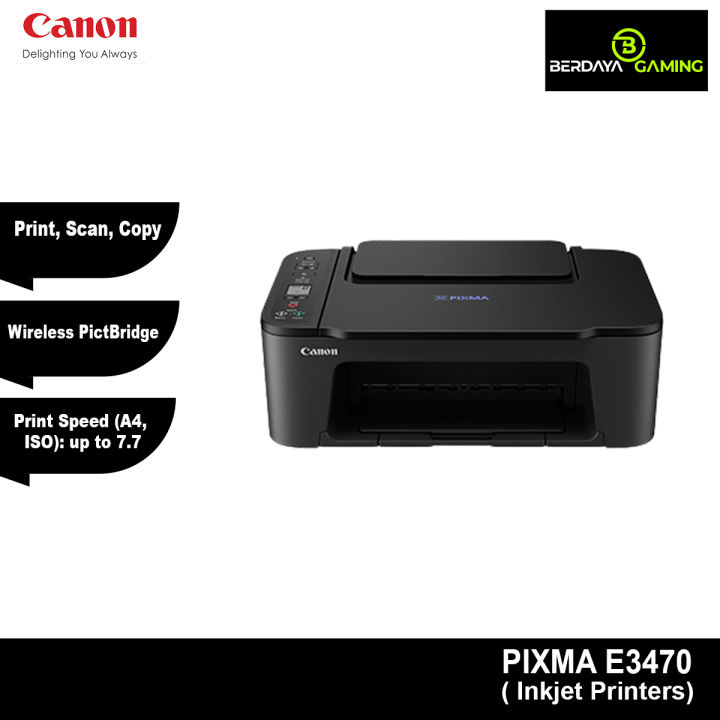 Canon Pixma E3470 Wireless All In One Inkjet Printer Black Lazada 5368