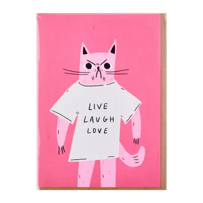Ohh Deer Live Laugh Love Cat Greeting Card