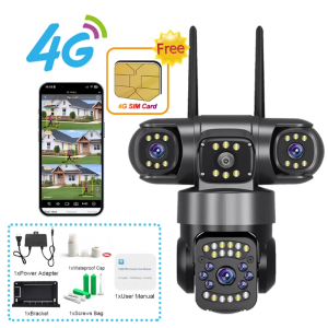 V380 Pro Three Lens CCTV Camera  8MP+8MP+8MP Outdoor 5K Two-way Audio Waterproof Sports Tracking