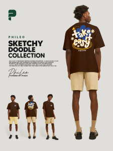 Phileo Loose Fit Shirt for Women and Men Sketchy Doodle Collection 240GSM- Take it Easy
