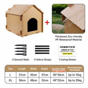 Teeker Pet Outdoor Cat House Outdoor Cat Bed Weatherproof for Indoor and Outdoor Use Insulated and Windproof Cozy Shelter for Small/Medium Cats with Ground Nails