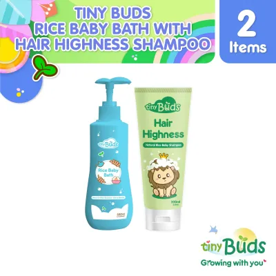 Tiny Buds Rice Baby Bath 350ml with Hair Highness Shampoo 200ml (2pc Bundle)
