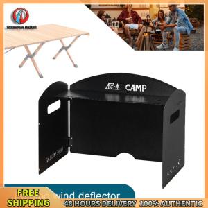 Winnereco โล่ลมแคมป์ปิ้งแบบพับได้พร้อมชั้นจัดเก็บการปรุงอาหารเครื่องเผาแรงลมพกพาอุปกรณ์เสริมการตั้งแคมป์แบบพกพา