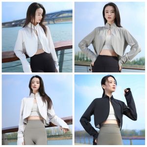 DOHOHO Long Sleeve Sunscreen Shawl Ice Silk Solid Color Sun Protection Clothing  Sun Protection Long Sleeve Crop Top Summer Season