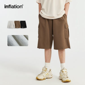 INFLATION brand Mens Youth Fashion 2024 Spring/Summer New Brushed Hip Hop Shorts Trendy Workwear Multi Pocket Casual Split Middle Pants