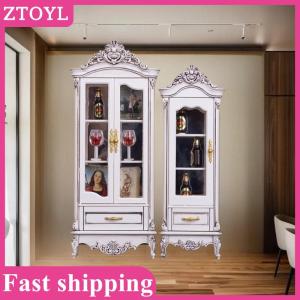 ZTOYL💝 1 12 Dollhouse Vintage Simulation Storage Cabinet Display Cupboard Model Doll Home Living Room Wine Cabinet Furniture Decor Toy