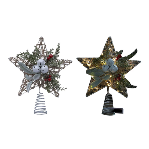 Christmas Tree Top Decoration Hollowed Iron Wire Star with Bells Embellishments For Indoor Holiday Party Decorations
