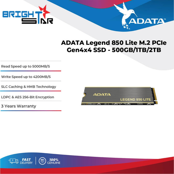 Adata Legend 850 Lite Pcie Gen4x4 M2 Ssd 500gb 1tb 2tb Lazada 2725