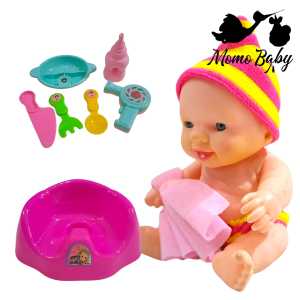 Mainan Boneka Bayi Set 1303-04 Training Potty / Mainan Mandi Bayi / Mainan Anak / Mainan bath Tub Jala