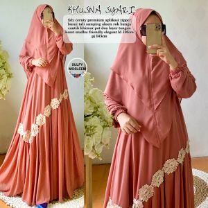 KHUSNA SYARI (GAMIS SET KHIMAR) ELEGANT LIST FLOWER 3g