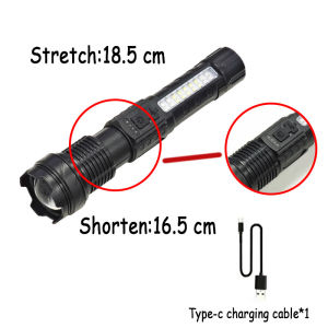 Super Bright Lampu Suluh 6 Modes High Powered Handheld Flash Light Zoomable USB light Rechargeable