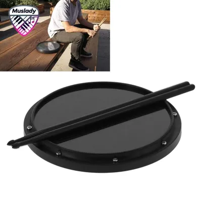 Muslady Karlak 12in คาร์บอนไฟเบอร์กลอง Pad Percussion เสื่อฝึกซ้อมพร้อมพื้นกันลื่นสำหรับผู้เริ่มต้น (สีน้ำเงิน)