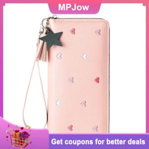【MPJow】 New Long Women Wallet With Heart-Shaped Korean Style Tassel Embroidery Card Holder For Women