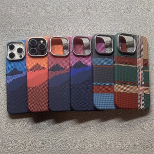 Mountain Print Magnetic Case 17 16 Cover for iPhone 15 Pro Max Hard for MagSafe Carbon Phone Shell Camera High Protective Coque