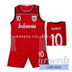 SETELAN BAJU JERSEY SINGLET SEPAK BOLA TIMNAS NEGARA INDONESA MERAH ROMENY PIALA DUNIA LIGA TERBARU SET ANAK TIMNAS MERAH