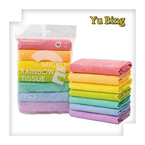 Hot selling Rainbow 7PCS Cleaning Towel For Microfiber Kitchen Reusable Multipurpose Cleaning