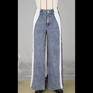 Fashionable Womens Jeans Summer Loose Patchwork High Waist Comfortable Streetwear Casual Ladies Wide Leg Pants Straight Trouser