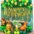 【COD】113pcs Dinosaur Theme Birthday Decoration set Dinosaur Foil Balloons+Banner+Rain Silk Curtain+Latex Balloon Set Children's Birthday Party Supplies Green Birthday Party Theme  For Kids Birthday Party Decorations 40 inch large aluminum film balloon set. 