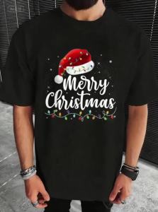 2025 New Merry Christmas 3D Print Mens T-Shirts Funny Santa Claus Pattern Short Sleeve Tops Casual O-neck Loose Tops Men Xmas Clothing