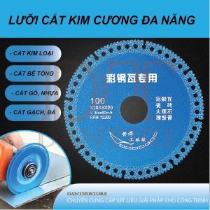 Lưỡi cắt kim cương đa năng- Đường kính D100 dày 1.2mm có kèm theo long đền phù hợp với máy cắt và máy mài góc.