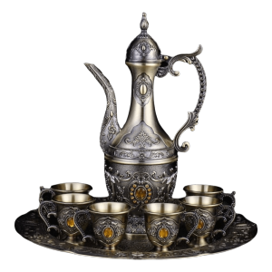 YERZ Luxury Turkish Tea Set Metal Multifunctional Coffee Pot Set Gifts Decorative Vintage Wine Set Home
