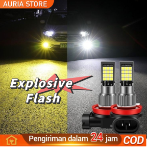 [Flashing]2Pcs Lampu Kabut LED Putih H11 Dua Warna 24SMD Untuk Mobil Headlight / Fog Lamp Mobil Lampu Depan 3030 SMD 12-24V 9006 Untuk Mobil Headlight / Fog Lampu