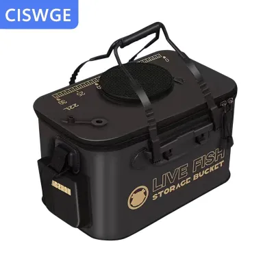 [COD] CISWGE Bucket-12L câu cá có thể gập lại 22lfishing xô đa chức năng xách tay gấp cá sống container EVA cá Bảo vệ xô