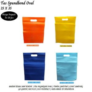 Tas Spunbond Size 25x35x8 Cm Goodie Bag Oval Kantong Belanja (Tlso25-Isi 12 Pcs)